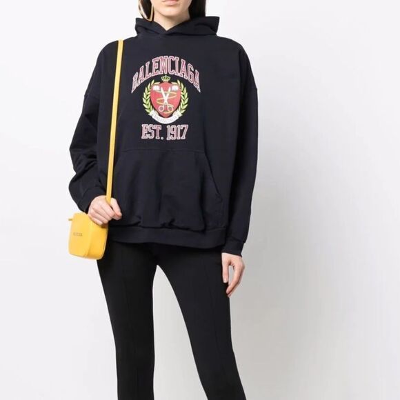 Balenciaga Crest-Motif Cotton Sweatshirt Hoodie Unisex - Picture 1 of 9